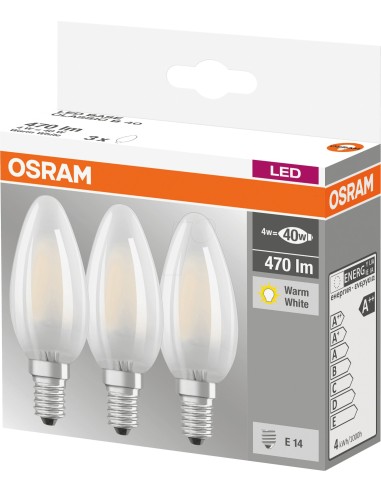 Osram-Ledvance led base classic b40 kit 3 vela led 220v 4w 2700k E14