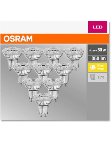 Osram-Ledvance led base Par16 led blister X 10  Par16 220v 4,3w 2700k 36º GU10