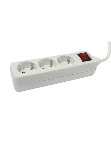 Electro dh 36.202/3 base 3 enchufes tt color blanco con interruptor + cable 3 metros